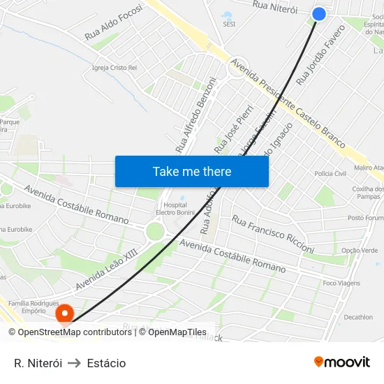 R. Niterói to Estácio map
