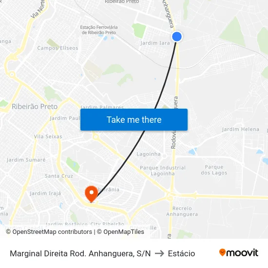 Marginal Direita Rod. Anhanguera, S/N to Estácio map