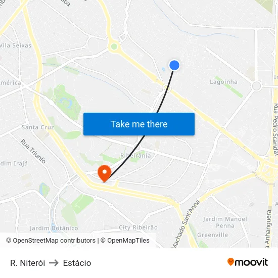 R. Niterói to Estácio map