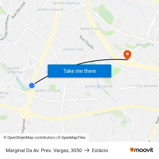 Marginal Da Av. Pres. Vargas, 3050 to Estácio map