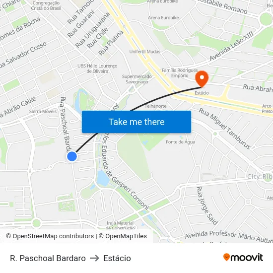 R. Paschoal Bardaro to Estácio map