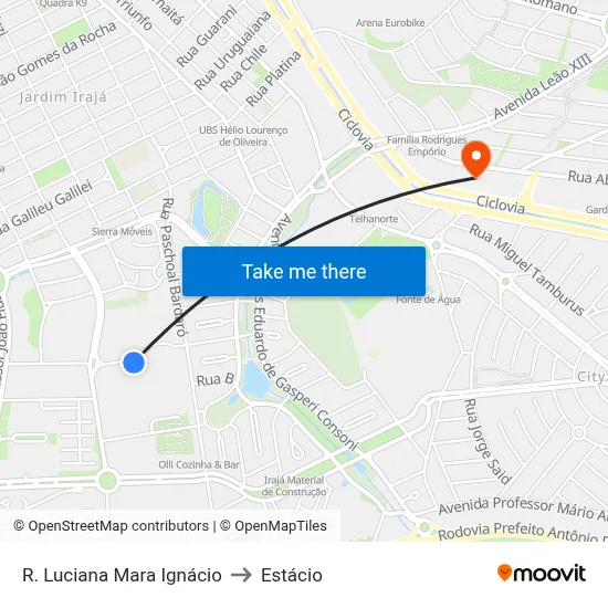 R. Luciana Mara Ignácio to Estácio map
