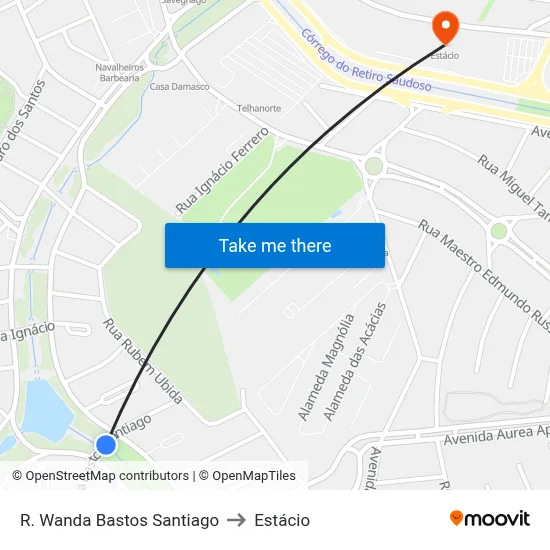R. Wanda Bastos Santiago to Estácio map