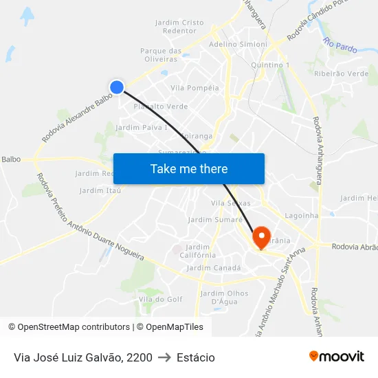 Via José Luiz Galvão, 2200 to Estácio map