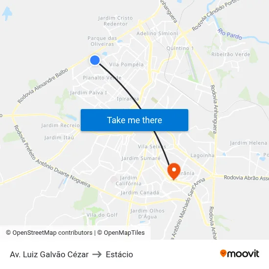 Av. Luiz Galvão Cézar to Estácio map