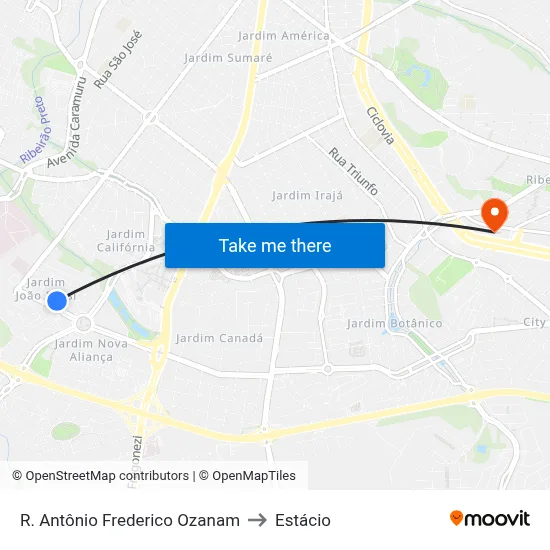 R. Antônio Frederico Ozanam to Estácio map