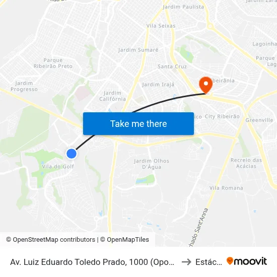 Av. Luiz Eduardo Toledo Prado, 1000 (Oposto) to Estácio map