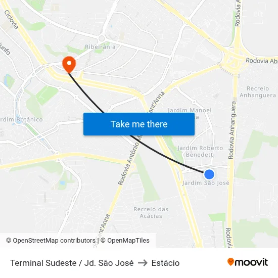 Terminal Sudeste / Jd. São José to Estácio map