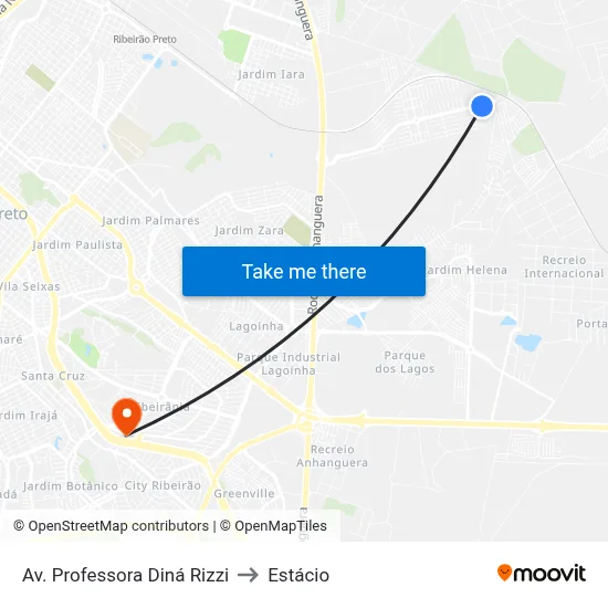 Av. Professora Diná Rizzi to Estácio map