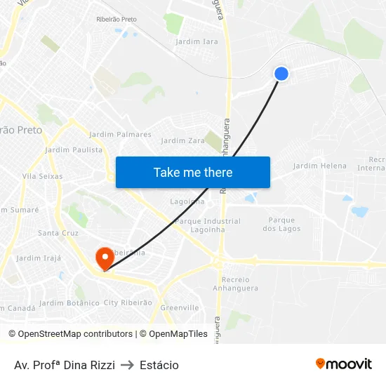 Av. Profª Dina Rizzi to Estácio map