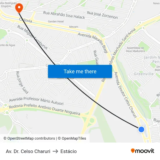 Av.  Dr. Celso Charuri to Estácio map