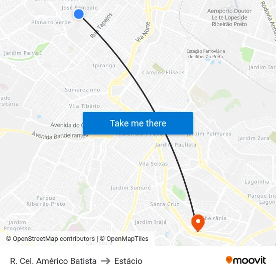 R. Cel. Américo Batista to Estácio map