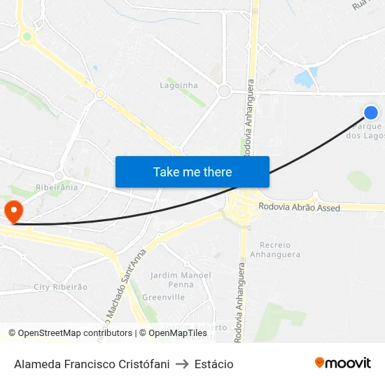 Alameda Francisco Cristófani to Estácio map