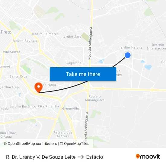 R. Dr. Urandy V. De Souza Leite to Estácio map