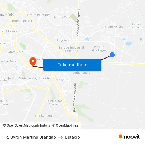 R. Byron Martins Brandão to Estácio map