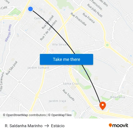 R. Saldanha Marinho to Estácio map