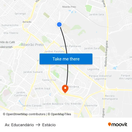 Av. Educandário to Estácio map