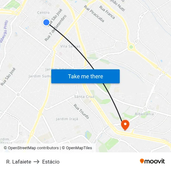 R. Lafaiete to Estácio map