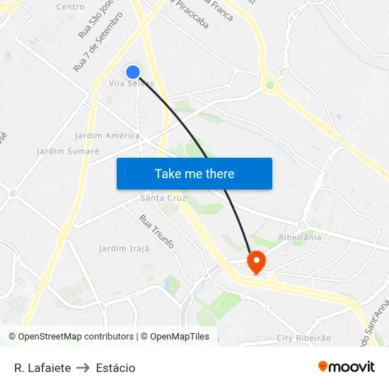 R. Lafaiete to Estácio map