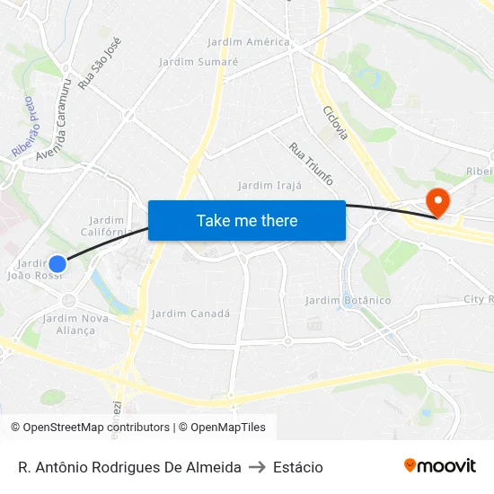 R. Antônio Rodrigues De Almeida to Estácio map