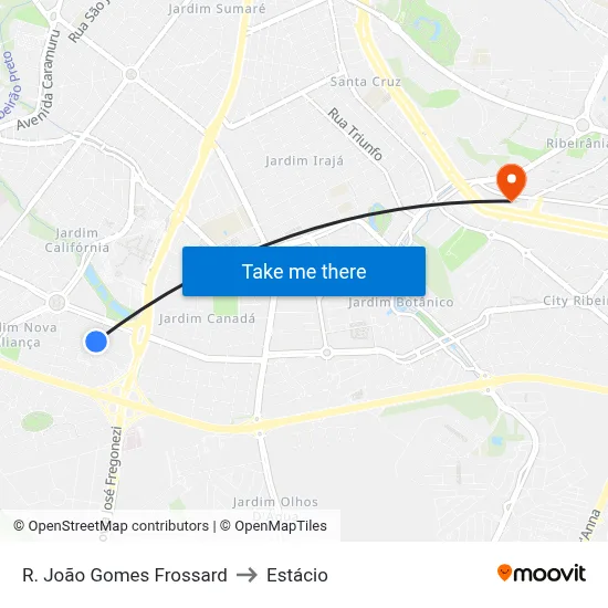 R. João Gomes Frossard to Estácio map