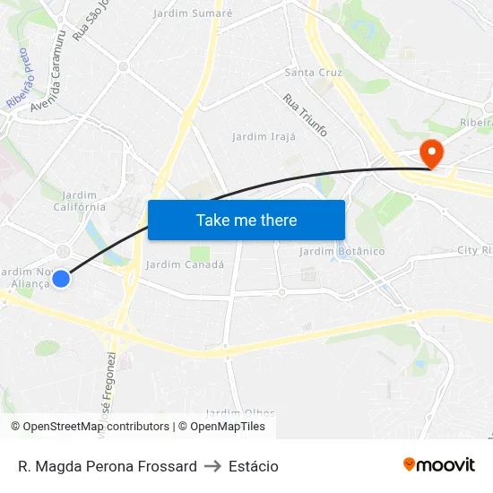 R. Magda Perona Frossard to Estácio map