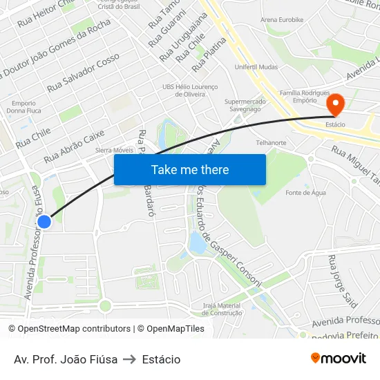 Av. Prof. João Fiúsa to Estácio map