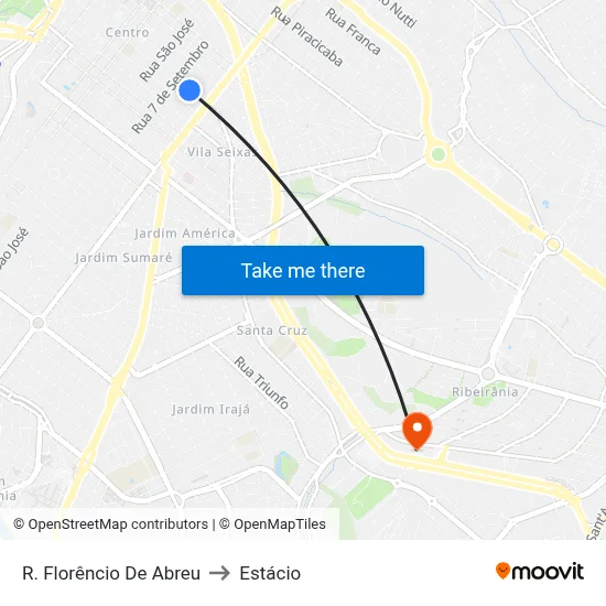 R. Florêncio De Abreu to Estácio map