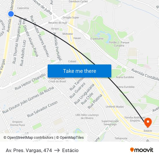 Av. Pres. Vargas, 474 to Estácio map