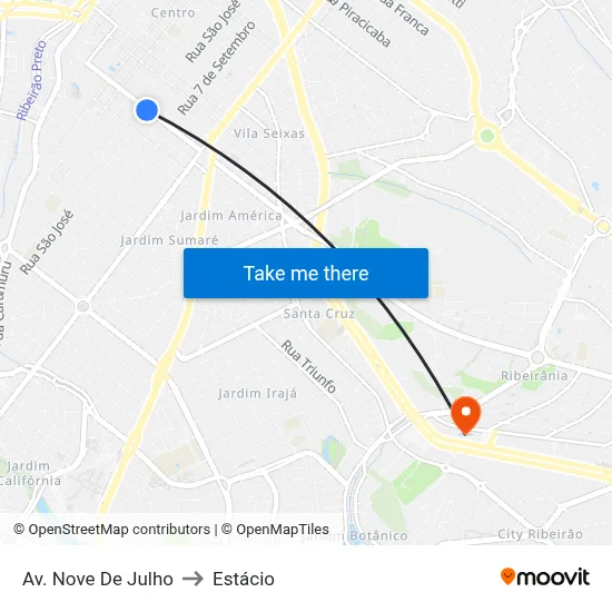 Av. Nove De Julho to Estácio map