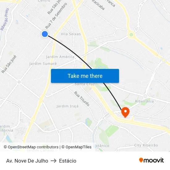 Av. Nove De Julho to Estácio map