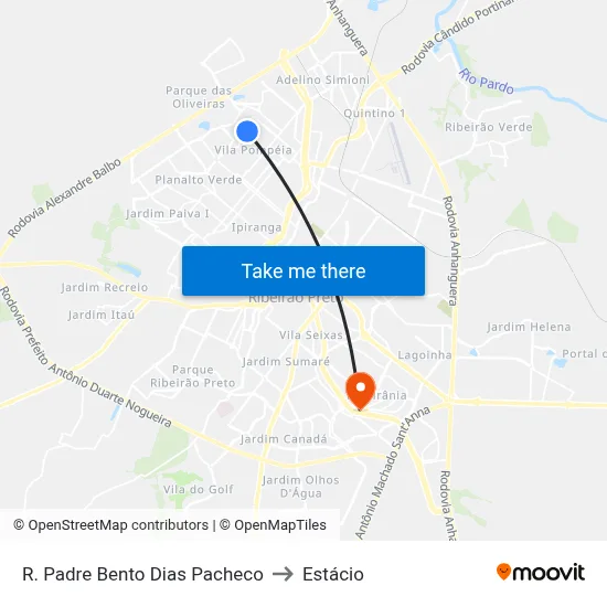 R. Padre Bento Dias Pacheco to Estácio map