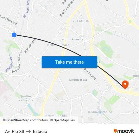 Av. Pio XII to Estácio map