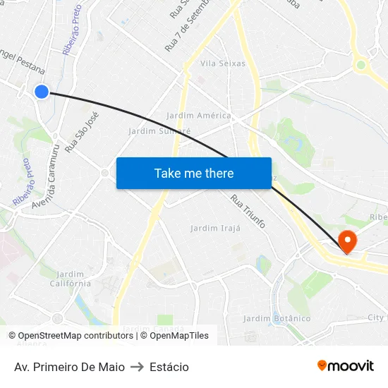 Av. Primeiro De Maio to Estácio map