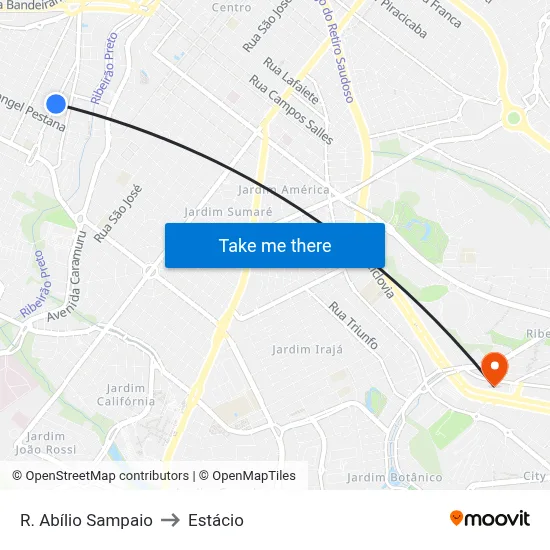 R. Abílio Sampaio to Estácio map