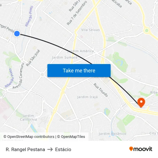 R. Rangel Pestana to Estácio map