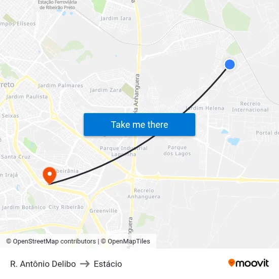 R. Antônio Delibo to Estácio map