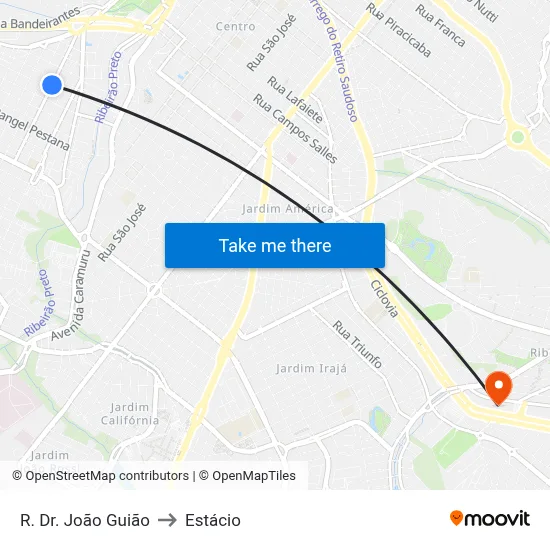 R. Dr. João Guião to Estácio map
