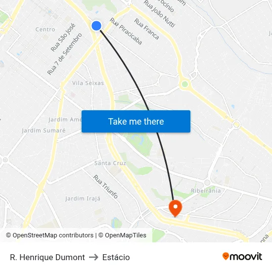 R. Henrique Dumont to Estácio map