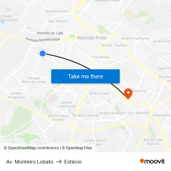 Av. Monteiro Lobato to Estácio map