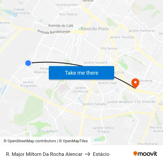 R. Major Miltom Da Rocha Alencar to Estácio map