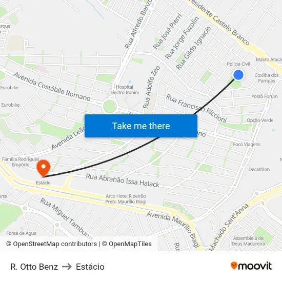 R. Otto Benz to Estácio map