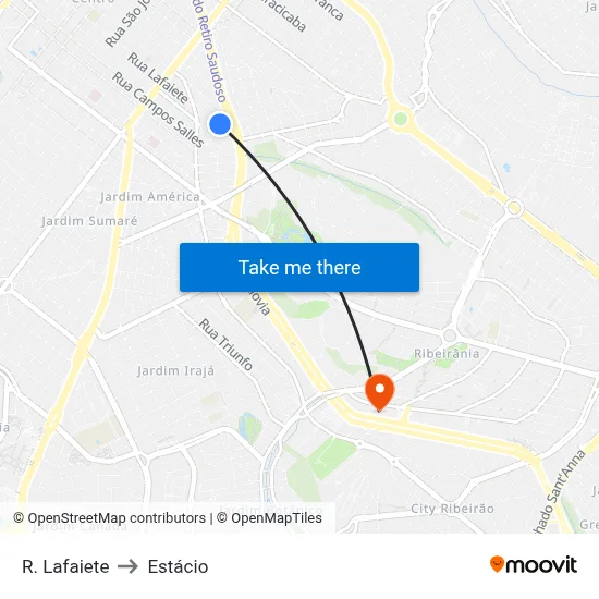 R. Lafaiete to Estácio map