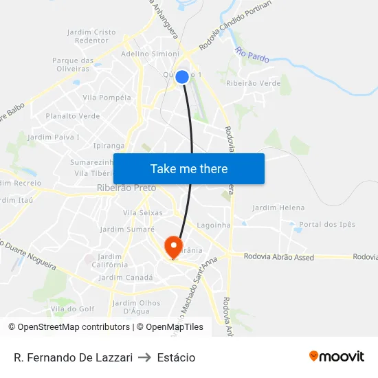 R. Fernando De Lazzari to Estácio map