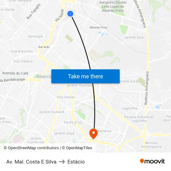 Av. Mal. Costa E Silva to Estácio map