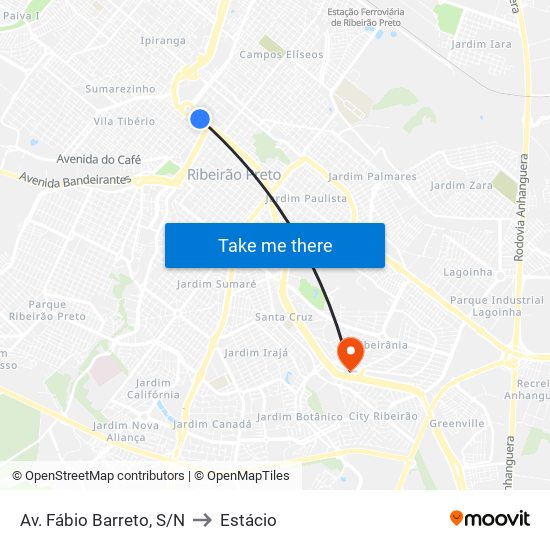 Av. Fábio Barreto, S/N to Estácio map