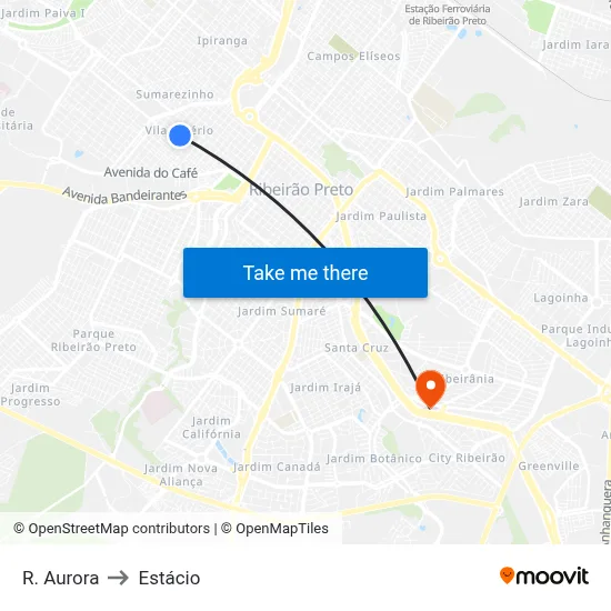 R. Aurora to Estácio map