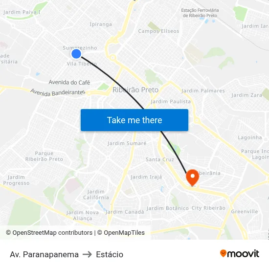 Av. Paranapanema to Estácio map