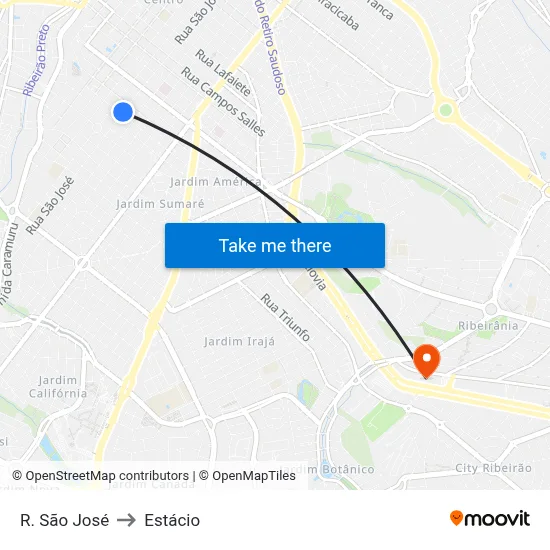 R. São José to Estácio map