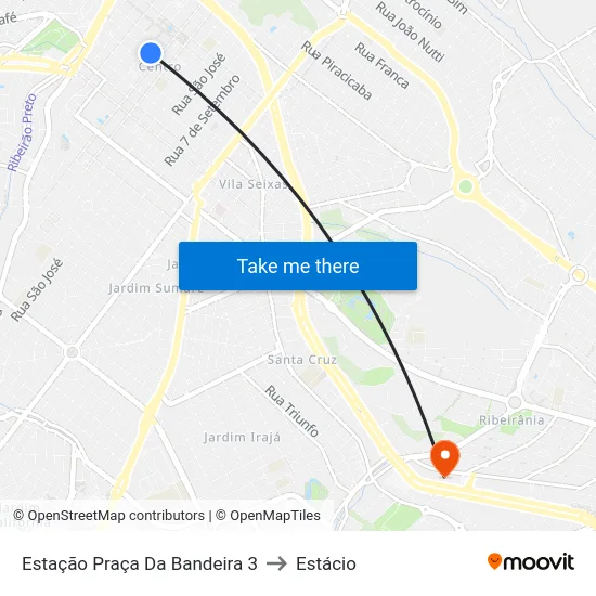 Estação Praça Da Bandeira 3 to Estácio map